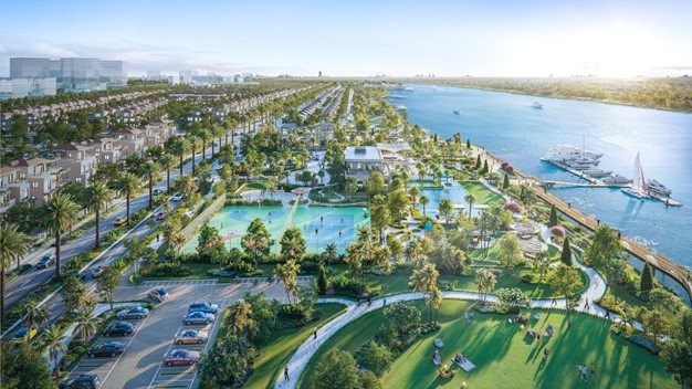 Elyse Marina Club quy mô 8 ha cạnh bờ sông là “trái tim” của dự án với tổ hợp tiện ích khép kín dành riêng cho cư dân.