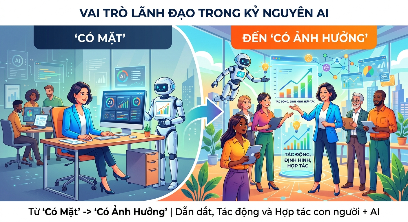 Vai trò của lãnh đạo trong thời đại AI: Từ hiện diện đến tạo ảnh hưởng