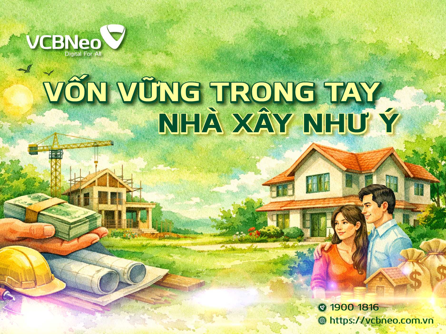 VCBNeo hỗ trợ khách hàng vay mua nhà đất và hoàn thiện nhà ở
